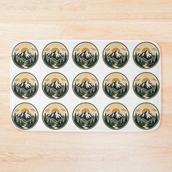 Item preview, Geometric Mountain Adventure Badge Sticker designed and sold by WildBloom Prints.