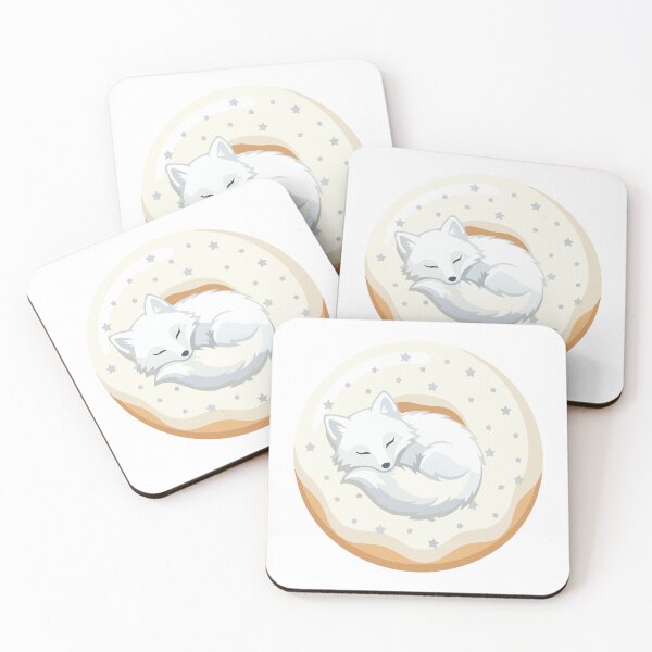 Item preview, Sleepy Arctic Fox White Vanilla Frosted Donut designed and sold by ArcApparel2020.
