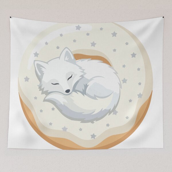 Item preview, Sleepy Arctic Fox White Vanilla Frosted Donut designed and sold by ArcApparel2020.