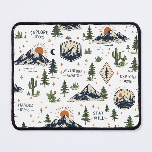 Item preview, Vintage Mountain Adventure Pattern – Explore More Wilderness Nature Design designed and sold by RedPixelPlus.