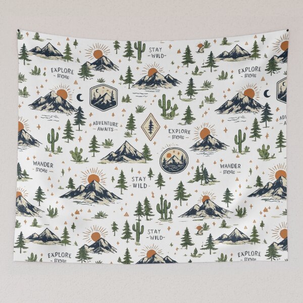 Item preview, Vintage Mountain Adventure Pattern – Explore More Wilderness Nature Design designed and sold by RedPixelPlus.