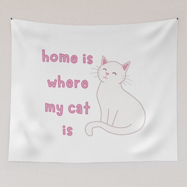 Item preview, White Cat Home Is Where My Cat Is Cute Funny designed and sold by winterpumpkin.