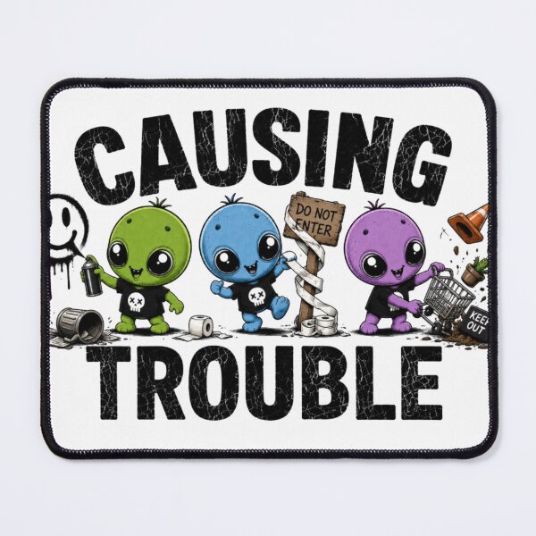 Item preview, Causing Trouble Funny Alien Shirt | Mischievous Cartoon Trio | Cute Chaos Graphic Tee designed and sold by Diesel outlaw .