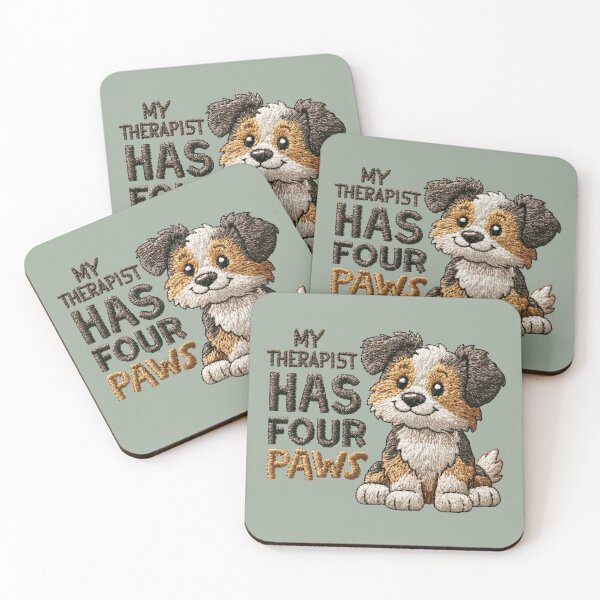 Item preview, Cute Puppy My Therapist Has Four Paws Embroidery Design designed and sold by MegaNovaArt.