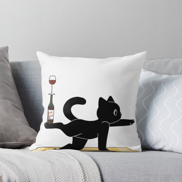 Item preview, Funny Black Cat Yoga Wine Balance designed and sold by     Pink Chaos Club.
