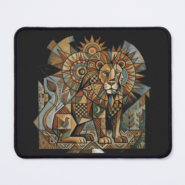 Item preview, The Lion with Two Faces | Geometric Cubist Sun Art Print designed and sold by FreiherrPK.