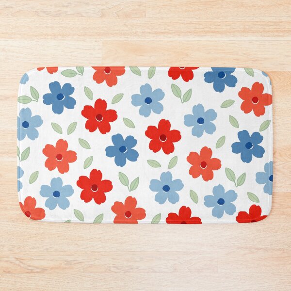 Item preview, Floral pattern with red and blue flowers designed and sold by Rue Market.