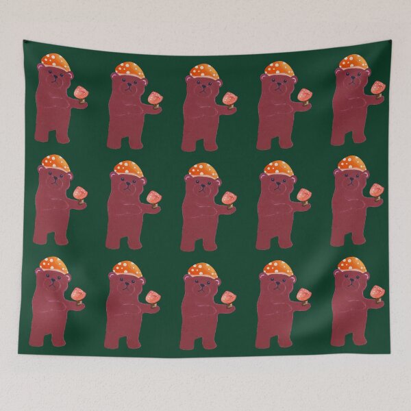 Item preview, Mushroom Loving Funny Bear designed and sold by glowvim.