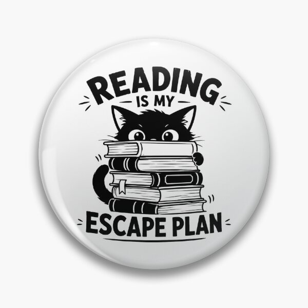 Item preview, Reading Is My Escape Plan - Black Cat Hidden Behind a Pile of Books designed and sold by SociallyDeadClub.
