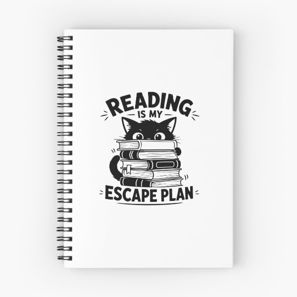 Item preview, Reading Is My Escape Plan - Black Cat Hidden Behind a Pile of Books designed and sold by SociallyDeadClub.
