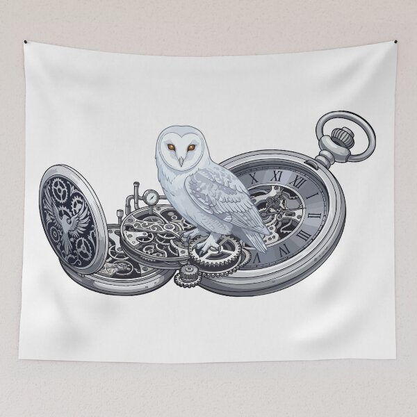 Item preview, Barn Owl Gothic Silver Clockwork Pocket Watch designed and sold by Arc2020.