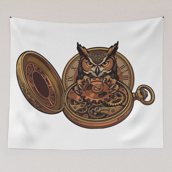 Item preview, Great Horned Owl Heavy Copper Steampunk Clock designed and sold by ArcApparel2020.