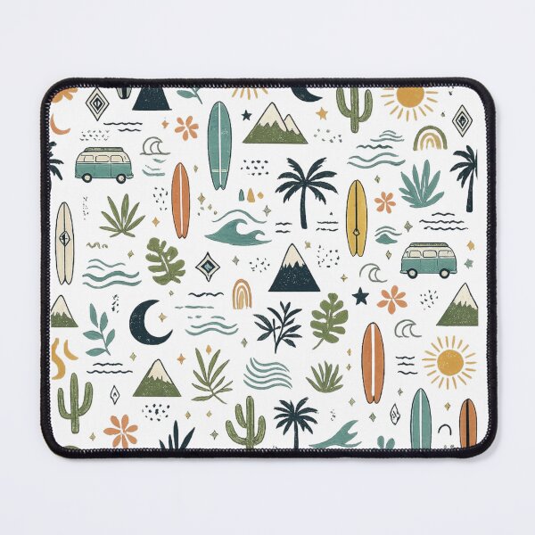 Item preview, Retro Surf & Mountain Seamless Pattern – Boho Beach Adventure Nature Design designed and sold by RedPixelPlus.