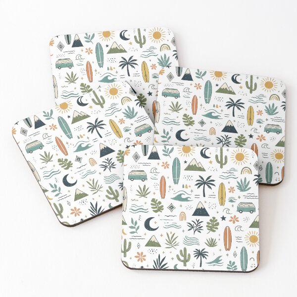 Item preview, Retro Surf & Mountain Seamless Pattern – Boho Beach Adventure Nature Design designed and sold by RedPixelPlus.