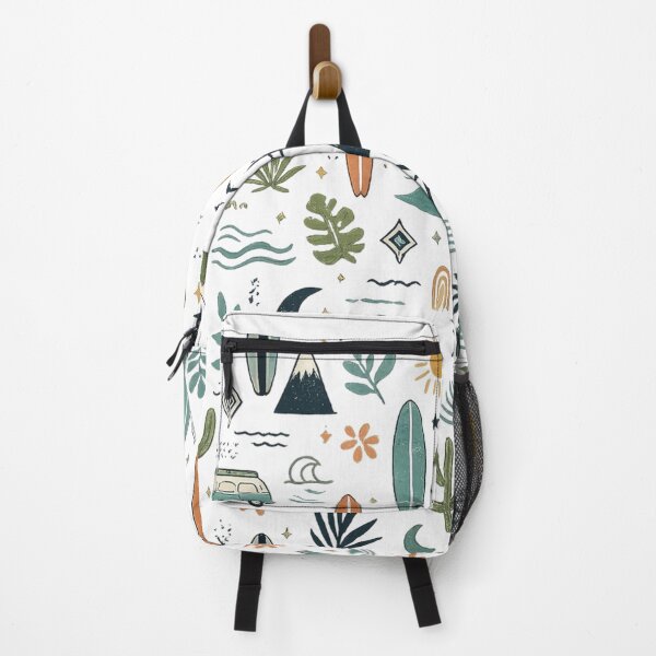 Item preview, Retro Surf & Mountain Seamless Pattern – Boho Beach Adventure Nature Design designed and sold by RedPixelPlus.