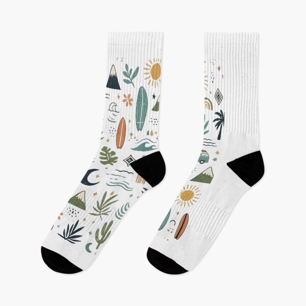 Item preview, Retro Surf & Mountain Seamless Pattern – Boho Beach Adventure Nature Design designed and sold by RedPixelPlus.
