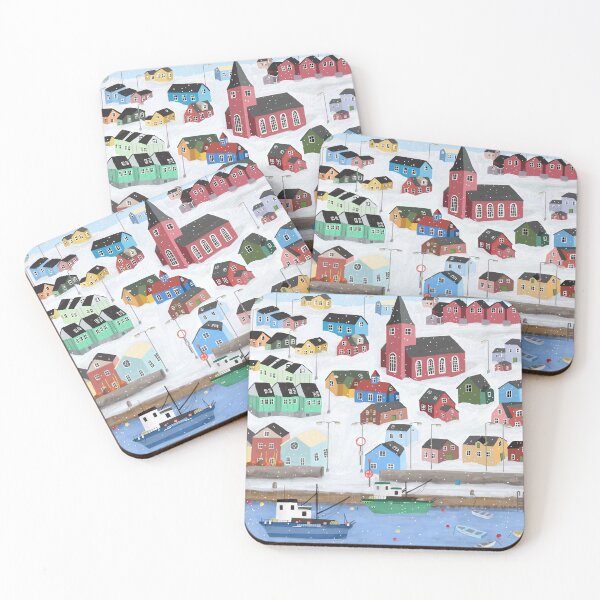 Item preview, Greenland, Nuuk, Colorful Snowy Town By Artist Carla Daly designed and sold by Carla Daly.