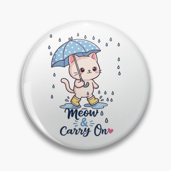 Item preview, Rainy Day Cat | Cute Chibi Kitten with Polka Dot Umbrella | Kawaii Spring Art designed and sold by MurkCraft.