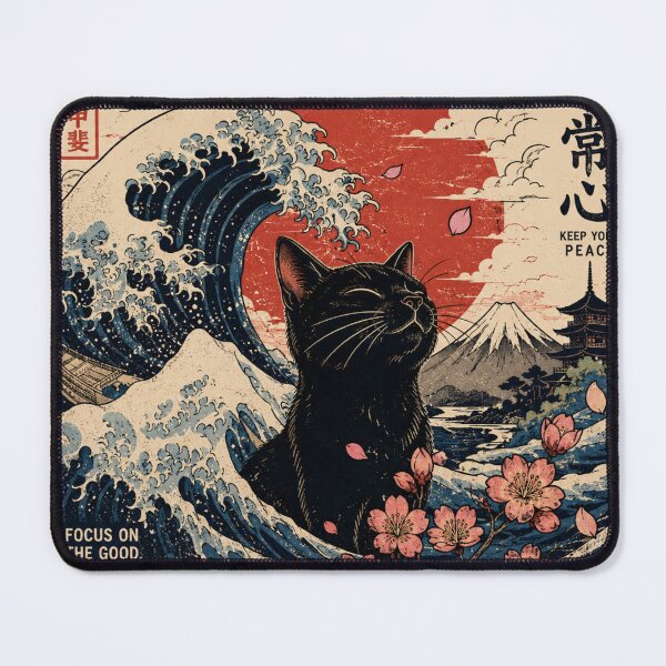 Item preview, Vintage Black Cat Japanese Wave Retro Ukiyo-E Style Graphic designed and sold by irfanedysud.