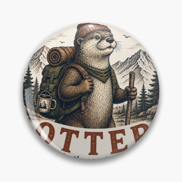Item preview, Wander Otter Nature Trail Adventure Badge Design designed and sold by TeeVerse27.