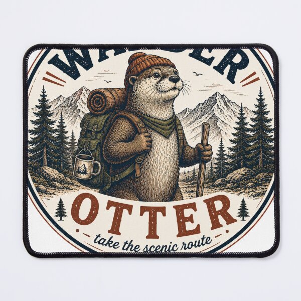 Item preview, Wander Otter Nature Trail Adventure Badge Design designed and sold by TeeVerse27.