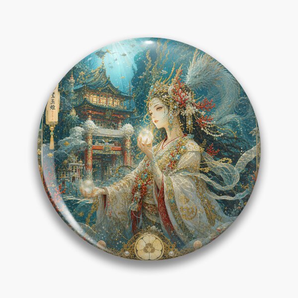 Item preview, Toyotama-hime Keeper of the Ocean Pearls | Japanese Mythology Goddess & Dragon Art designed and sold by Stoneflower-Art.