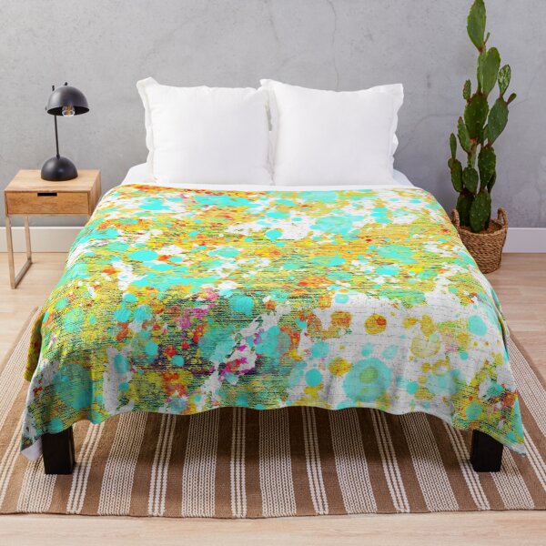 Item preview, Abstract paint splatter background with bright turquoise dots designed and sold by Rue Market.