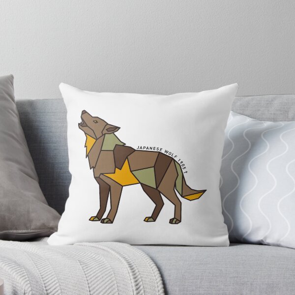 Item preview, Geometric Japanese Wolf - Orange Accent designed and sold by AnimalsKnowAll.