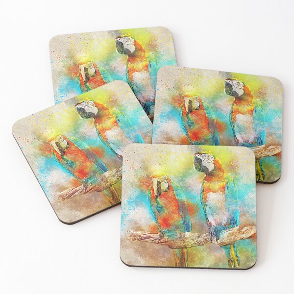 Item preview, Colorful Tropical Macaw Parrots Watercolor Art designed and sold by ArhaanFashions.