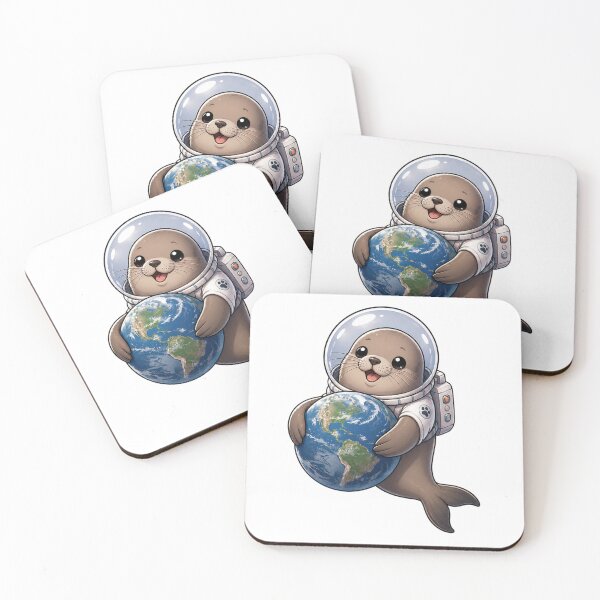Item preview, Kawaii Seal Holding Earth Cute Adorable Art designed and sold by Koiosart.