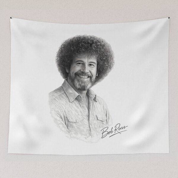 Item preview, Bob Ross Hand Drawn Pencil Portrait Fan Art designed and sold by karamram.
