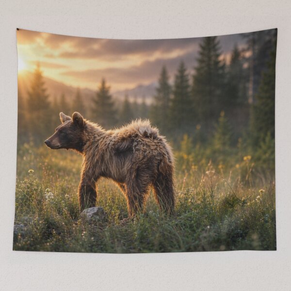 Item preview, Golden Hour Young Black Bear | Cinematic Wildlife Photography designed and sold by Kimberly Palmer.