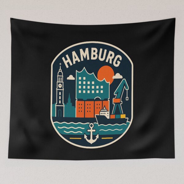 Item preview, Hamburg Port Travel Badge designed and sold by Lyfeinsights.