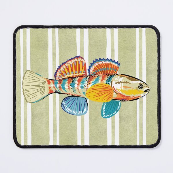 Item preview, Colorful Tropical Fish Nautical Illustration on Striped Background designed and sold by minbadesign.
