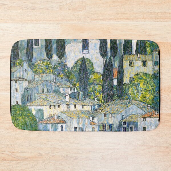 Item preview, Italian Lakeside Church With Cypress Trees designed and sold by artofuniverse.