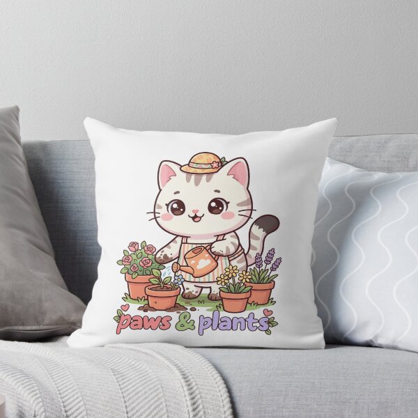 Item preview, Garden Cat | Cute Chibi Kitten Watering Flowers | Kawaii Cottagecore Art designed and sold by MurkCraft.