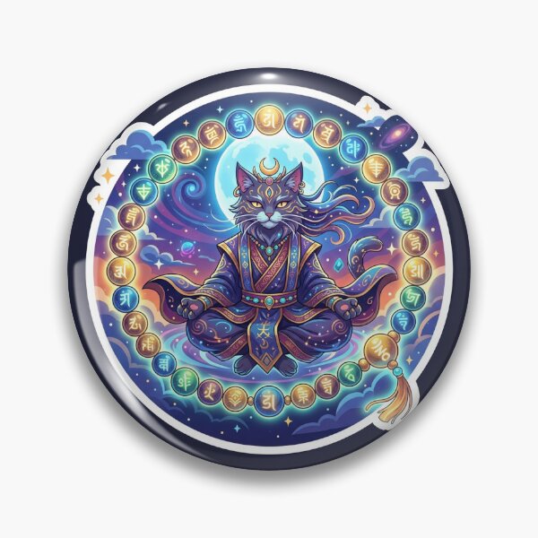 Item preview, Mystical Floating Cat with Glowing Prayer Beads Anime Sticker designed and sold by uegi.