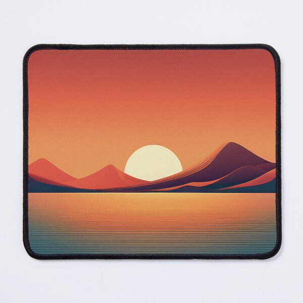 Item preview, Minimalist Sunset Landscape | Modern Retro Mountains & Serene Lake designed and sold by Becky-Poppins.
