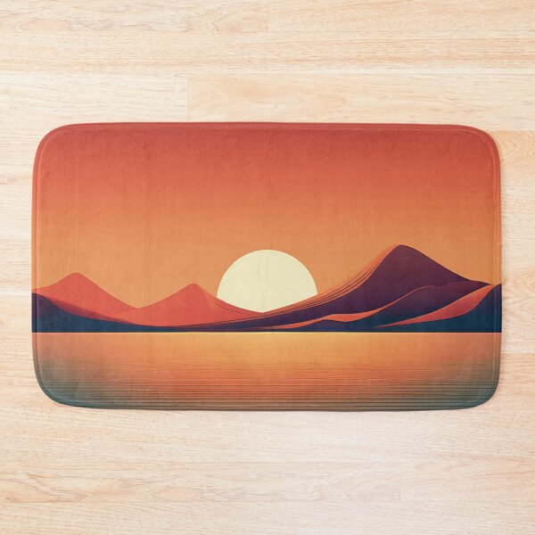Item preview, Minimalist Sunset Landscape | Modern Retro Mountains & Serene Lake designed and sold by Becky-Poppins.