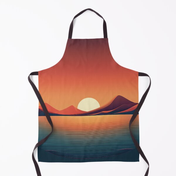 Item preview, Minimalist Sunset Landscape | Modern Retro Mountains & Serene Lake designed and sold by Becky-Poppins.