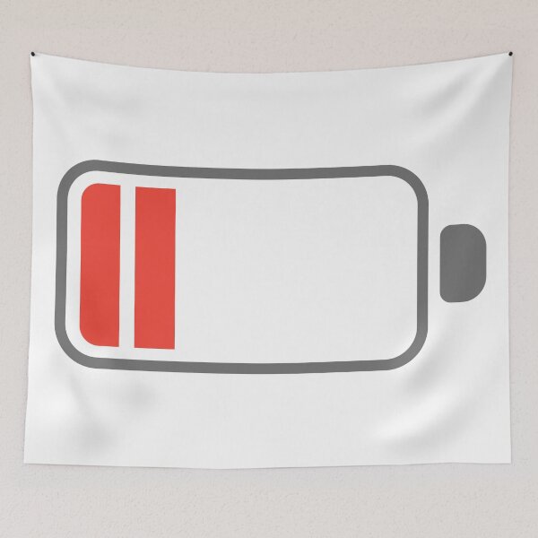 Item preview, Low battery icon with two red warning bars designed and sold by Rue Market.