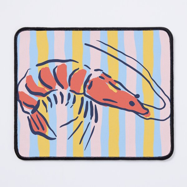 Item preview, Minimalist Shrimp Illustration on Pastel Striped Background designed and sold by minbadesign.