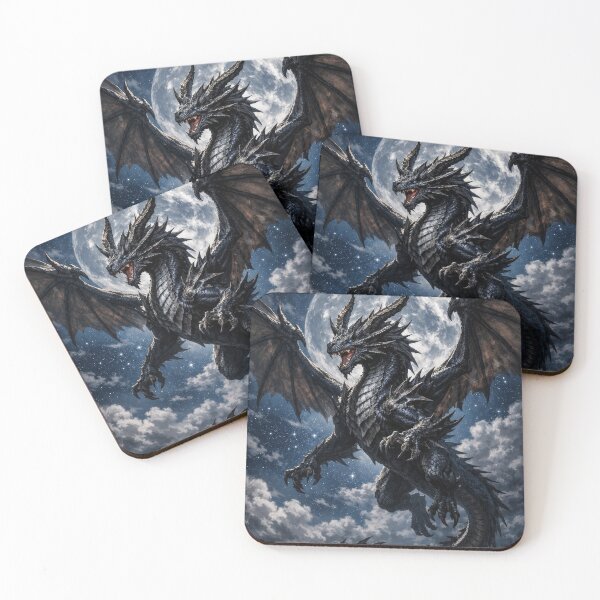 Item preview, Black Moon Dragon | Dark Fantasy Celestial Wall Art designed and sold by DrakariArt.