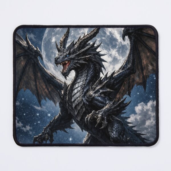 Item preview, Black Moon Dragon | Dark Fantasy Celestial Wall Art designed and sold by DrakariArt.