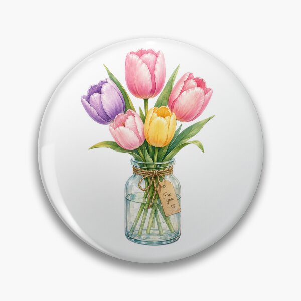 Item preview, Beautiful Watercolor Tulips Floral Jar Illustration designed and sold by ajamzbox.