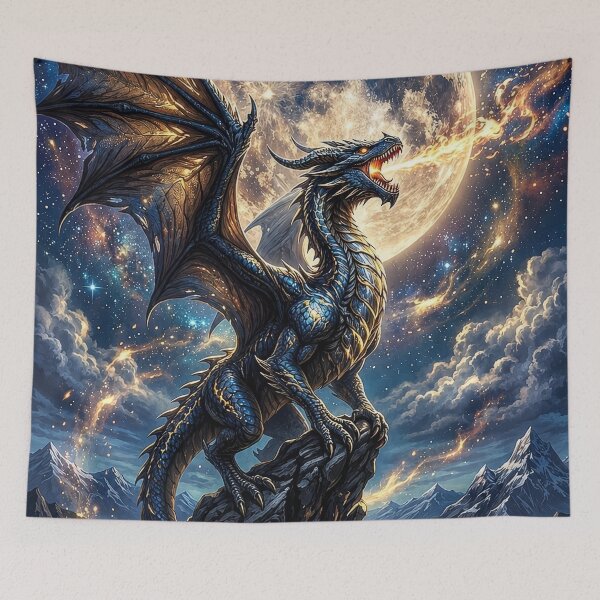 Item preview, Moon Dragon | Celestial Fantasy Castle Wall Art designed and sold by DrakariArt.