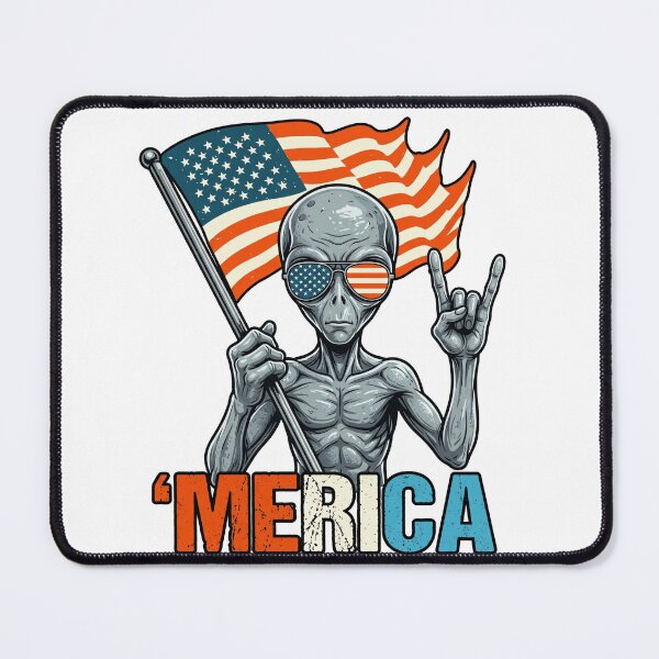 Item preview, Grey Alien Holding The American Flag Independence Day designed and sold by AHobbyAJob.