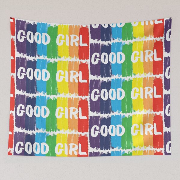 Item preview, Good Girl Bold Rainbow Brush Strokes Typography designed and sold by mijaczeek.