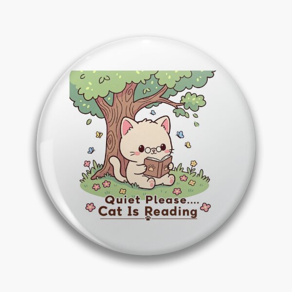 Item preview, Bookworm Cat | Cute Chibi Kitten Reading Under a Tree | Kawaii Nature Art designed and sold by MurkCraft.