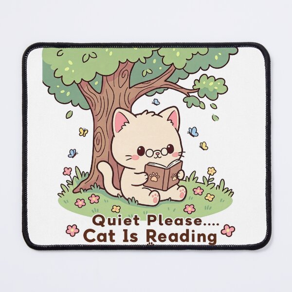 Item preview, Bookworm Cat | Cute Chibi Kitten Reading Under a Tree | Kawaii Nature Art designed and sold by MurkCraft.